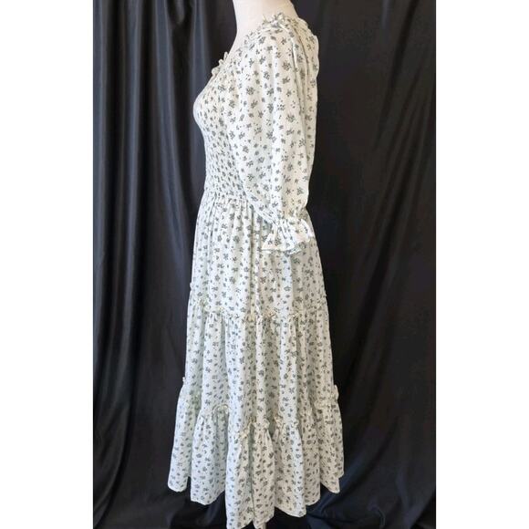 Ivy City Co Womens Micro Blue Floral Madeline Midi Dress XS Prairie Cottage - Picture 8 of 11